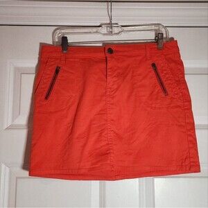 Gap Stretch Vibrant Orange Mini Skirt with Zipper Pockets Size 6